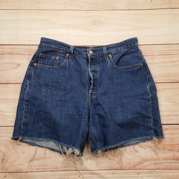 Levi's Pants - Levis 501 Shorts Womens 29 Blue High Rise Button Fly Denim Cut Off Medium Wash